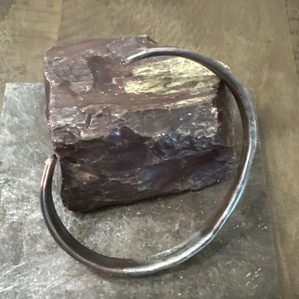 Handmade Slim Men's Silver Texture Copper Bracelet, 1/4